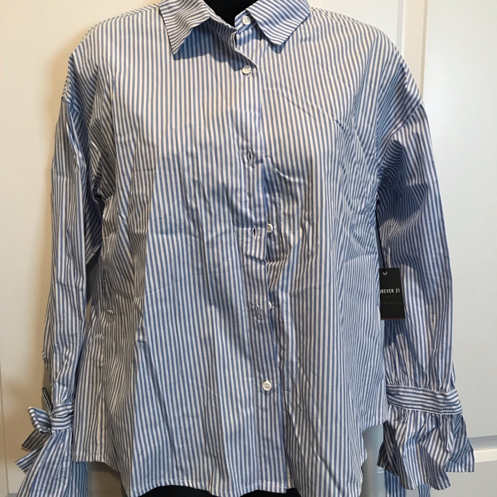 striped button-up shirt